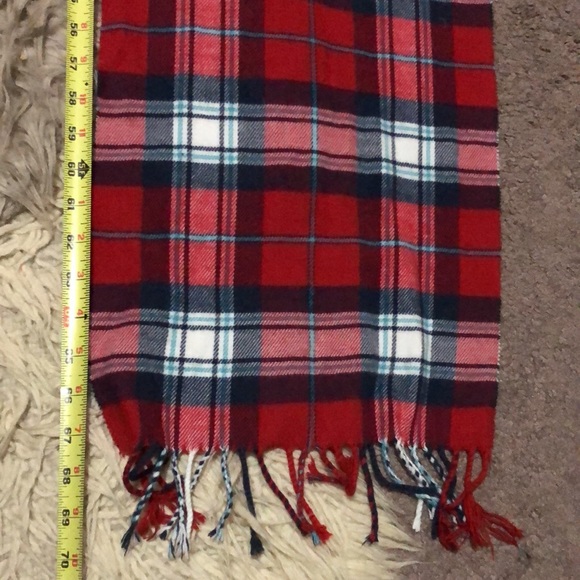Italy Design “Cashmere Feel”Scarf-Red/White/Blue Plaid-Twisted Fringe-70x12-EUC - Picture 11 of 14